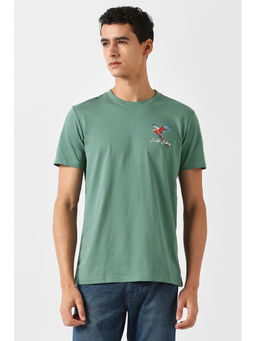 Van Heusen - Men Green Graphic Print Crew Neck T-shirt