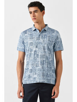 Van Heusen - Men Blue Print Polo Neck T-shirt
