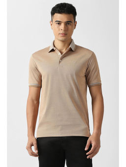 Van Heusen - Men Brown Solid Polo Neck T-shirt