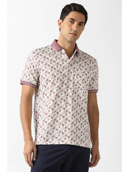 Van Heusen - Men Mauve Floral Print Polo Neck T-shirt