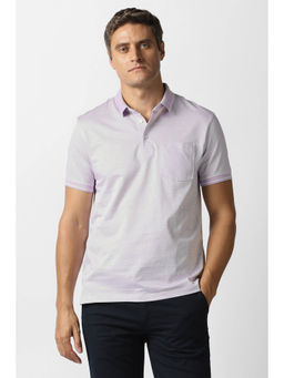 Van Heusen - Men Lavender Printed Polo Neck T-shirt