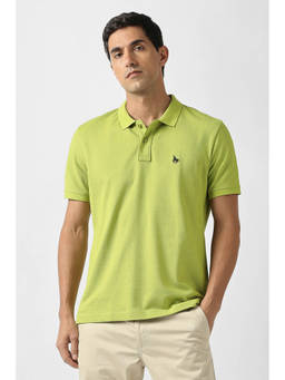 Van Heusen - Men Green Textured Polo Neck T-shirt