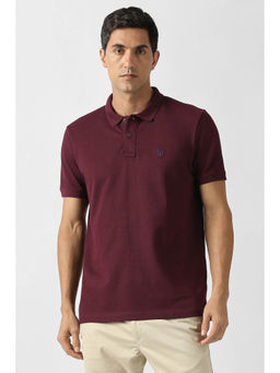 Van Heusen - Men Maroon Solid Polo Neck T-shirt