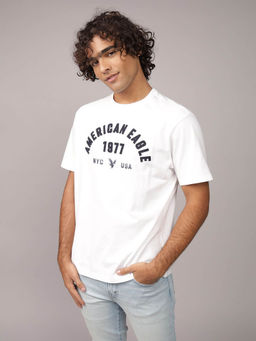 American Eagle - Men White Regular Fit T-shirt