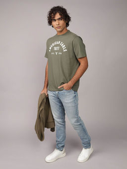 American Eagle - Men Olive Regular Fit T-shirt