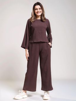 Twenty Dresses by Nykaa Fashion - Womens Dark Brown Textured Co-Ord Set