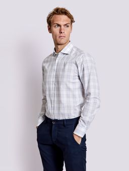 Bruun & Stengade - White Checks Cutaway Collar Shirt