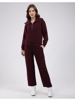 Monte Carlo - Women Regular Fit Burgundy Sweatshirt and Pant