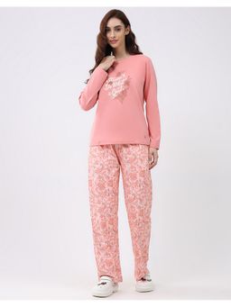 Monte Carlo - Women Floral Peach T-Shirt and Pant