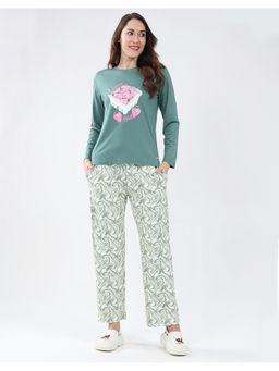 Monte Carlo - Women Printed Green T-Shirt and Pant