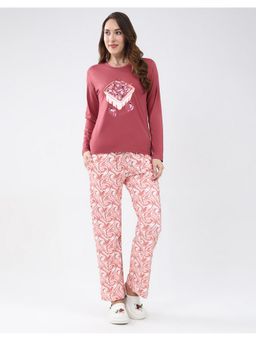 Monte Carlo - Women Printed Mauve T-Shirt and Pant