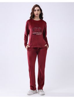 Monte Carlo - Women Graphic Print Maroon T-Shirt and Pant