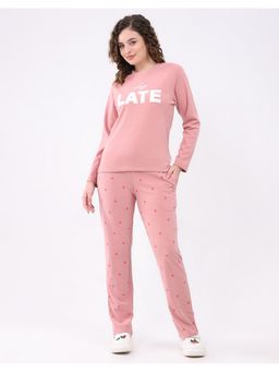 Monte Carlo - Women Printed Pink T-Shirt and Pant