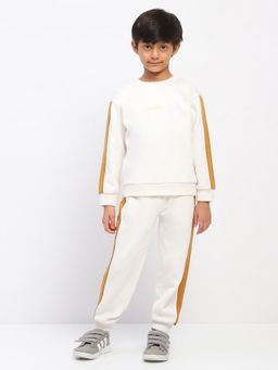 Spunkies - Boys Fleece White Solid Co-Ord Set