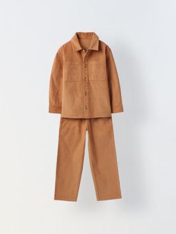 Spunkies - Boy'S Collar Neck Tan Co-Ord Set