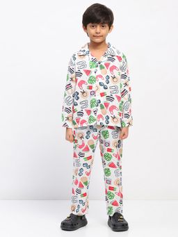 Spunkies - Boys White Printed Co-Ord Set