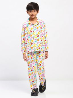Spunkies - Boys White Printed Co-Ord Set