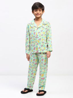 Spunkies - Boys Green Printed Co-Ord Set