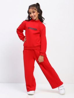 Spunkies - Girls Round Neck Red Co-Ord Set