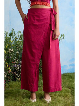 Okhai - Maroon Jade Vine Cotton Wrap Pants