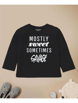 Be Awara - Mostly Sweet Full Sleeves Printed T-shirt Black