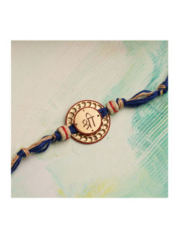 Suhani Pittie - Gold Laser Shree And Beaten Rakhi With Tulsi Beads