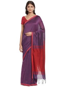 Fabindia - Purple Hand Woven Cotton Sari