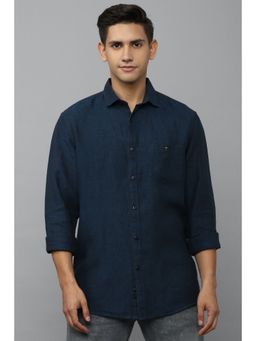 Louis Philippe - Men Textured Navy Shirt