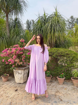 Urth Label - Lavender Bell Flower Off Shoulder Dress