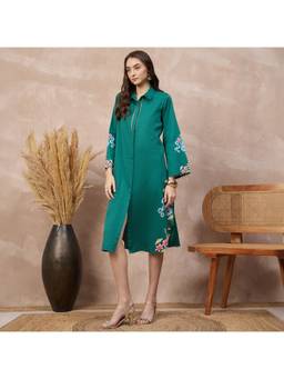 First Resort by Ramola Bachchan - Green Butterfly Oasis Printed Dress