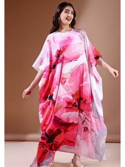 LABEL AARNA - Pink Haven Soft Satin Kaftan Dress