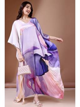 LABEL AARNA - Purple Royal Haze Soft Satin Kaftan Dress