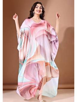 LABEL AARNA - Pink Dreamwave Soft Satin Kaftan Dress