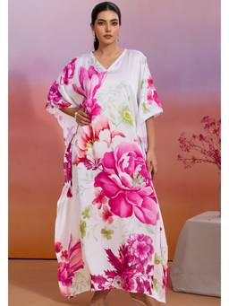 LABEL AARNA - Roselle Glow Soft Satin Kaftan Dress
