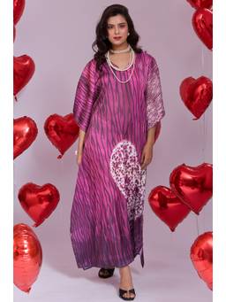 LABEL AARNA - Purple Wineheart Soft Satin Kaftan Dress