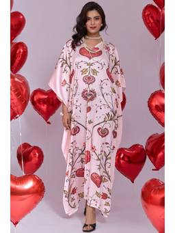 LABEL AARNA - Cream Heartcore Soft Satin Kaftan Dress