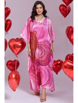LABEL AARNA - Candy Crush Soft Satin Kaftan Dress
