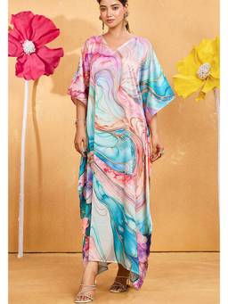 LABEL AARNA - Cascade Soft Satin Kaftan Dress