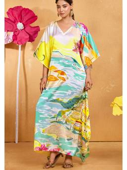 LABEL AARNA - Beach Sail Soft Satin Kaftan Dress