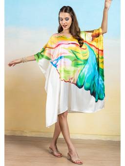 LABEL AARNA - Prism Splash Soft Satin Short Kaftan Dress