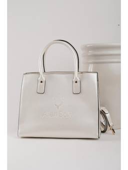 Allen Solly - Women White Typography Handbag with Detachable Strap