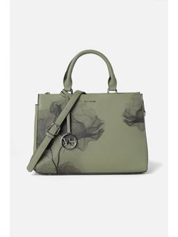 Van Heusen - Women Olive Floral Printed Handbag with Detachable Strap