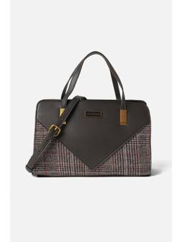 Van Heusen - Women Dark Brown Checks Handbag with Detachable Strap