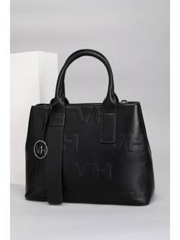Van Heusen - Women Black Self Design Handbag
