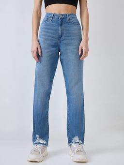 Spykar - Women Blue Straight Fit High Rise Jeans -Bella