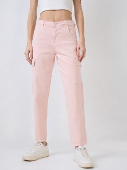Spykar - Women Pink Mom Fit Mid Rise Casual Jeans