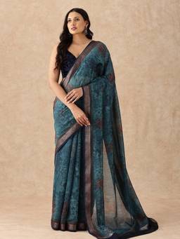 Taashi - The Teal Slate Echoes Saree