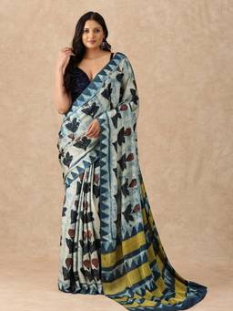 Taashi - Indigo Meadow Mist Saree