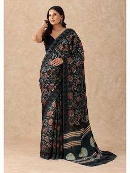 Taashi - Charcoal Botanical Saree