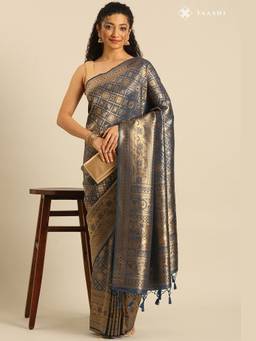 Taashi - Royal Blue Banarasi Silk Weave Saree